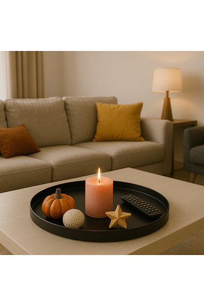 hemlife Decorative Presentation Tray 44 cm Metal Serving & Presentation Tray Large Size Round Tray