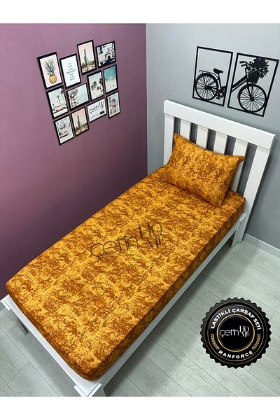 Çetinhome Fabric Elastic Sheet Set Single Size 3 Size Shade Amber