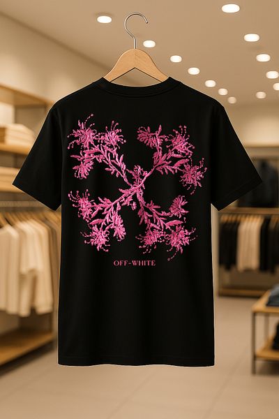 SELF CONTROL Μπλουζάκι από άσπρο ροζ oversize Unisex 100% βαμβακερό αναπνεύσιμο παχύ ύφασμα