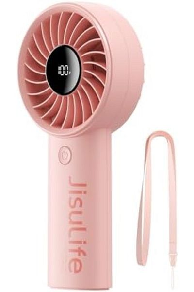 JISULIFE Handheld Mini Fan, 5000mAh Upgraded Portable Fan with Powerful Wind, USB Rechargeable Mini