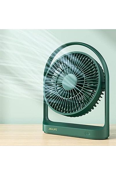 JISULIFE Desk Fan, Small Portable Battery Operated Desktop Fan with 4 Speeds, Max 15 Hrs, Strong Air