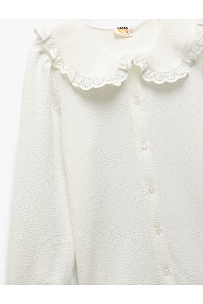 Koton Ruffle Detailed Buttoned Long Sleeve Baby Collar Blouse