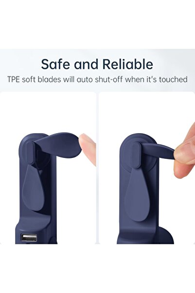 JISULIFE Portable Handheld Mini Rechargeable Fan with Power Bank & Flashlight - Blue