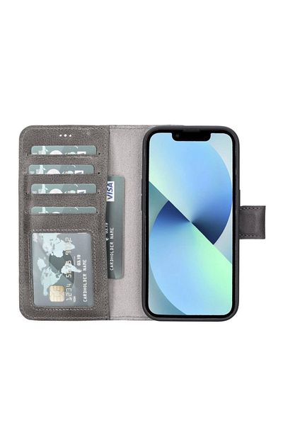 Emperium محفظة جلدية متوافقة مع iPhone 14 Pro MWWN رمادي ريفي