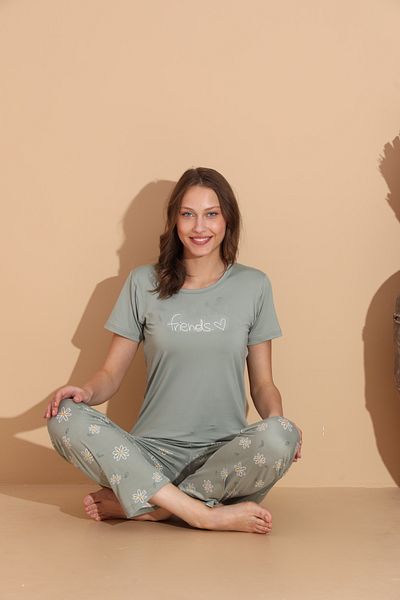 Lukitus Milan Fabric Short Sleeve Women's Pajamas Set