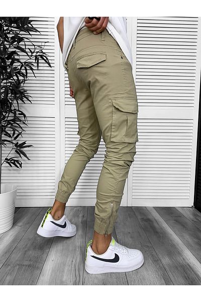 dehaine Men's pants, cargo, beige, slim fit, 3157, beige