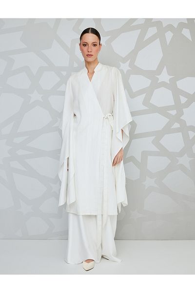 Koton beige stripe Long Kimono
