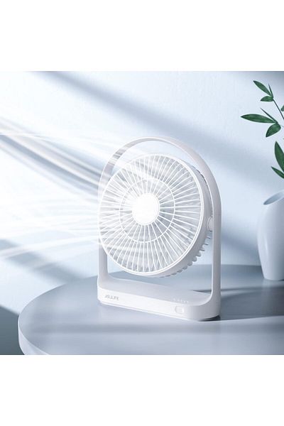 JISULIFE Desk Fan, Small Portable Battery Operated Desktop Fan with 4 Speeds, Max 15 Hrs, Strong Air