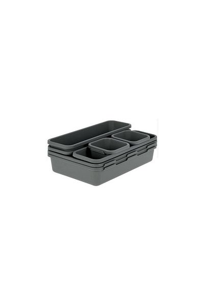 Excellent Houseware Grey storage box set for Excellent drawer, plastic, 8 pieces