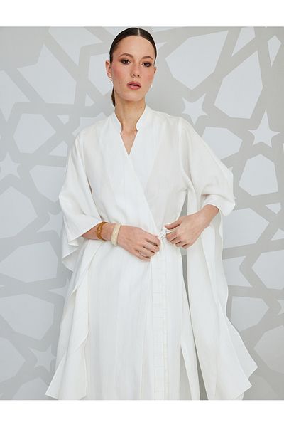 Koton beige stripe Long Kimono