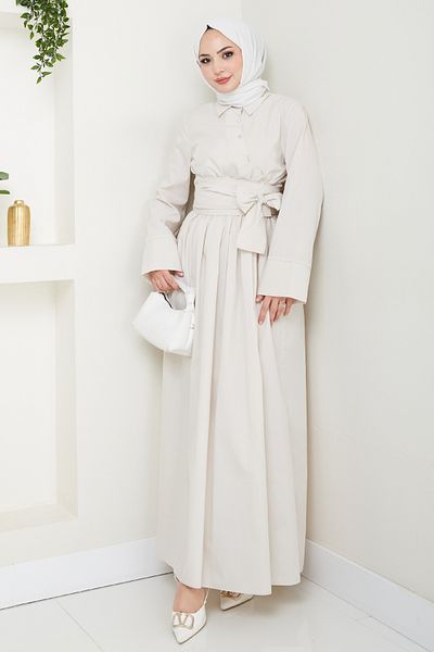InStyle Asymmetric Button Detailed Stone Dress
