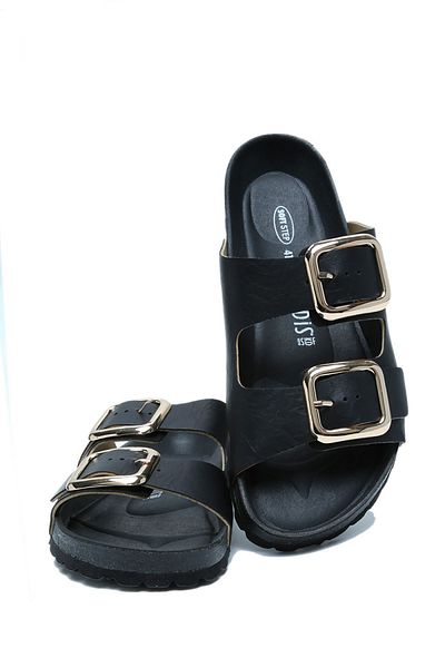 Kifidis K14400 Kifidis Soft Step Double Striped Cork Slippers 36-41 Black/Black