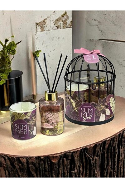 YNSK Kafesli Oda Kokusu ve Mum Hediye Seti - Gül