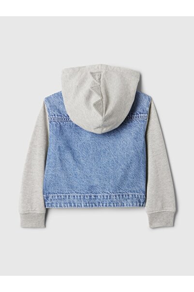 GAP Erkek Bebek Mavi Varsity Denim Sweatshirt Ceket