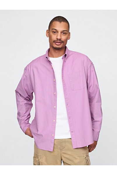 GAP Erkek Mor Desenli Oxford Big Gömlek