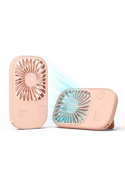 JISULIFE Handheld Fan Mini Fan, Small Fan Portable with Bracket, USB Rechargeable Lash Fan with 3 Sp