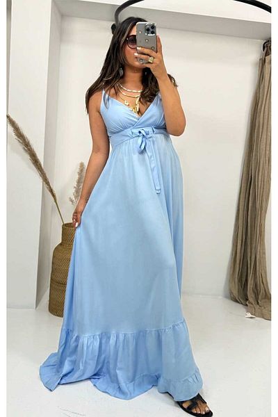 Sohotique By P Rochie Maxi Triunghi Detaliată Baby Blue