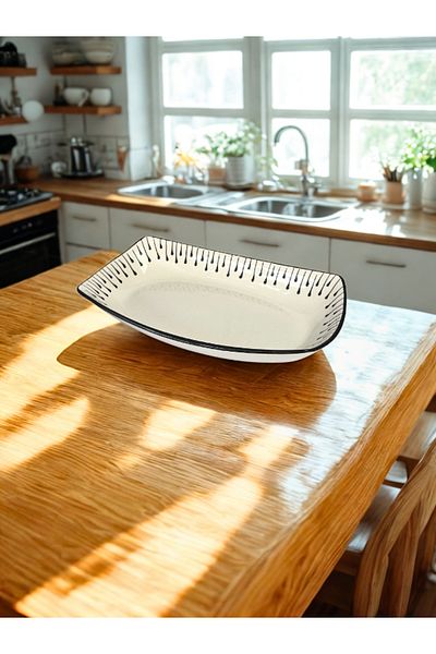RGS ÇİNİ Drop Pattern Black and White Salad Bowl 30 cm