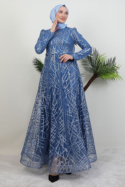 GİYZAMİLA Βραδινό φόρεμα Cansu Glitter Indigo