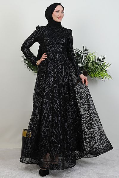 GİYZAMİLA Βραδινό φόρεμα Cansu Glitter Μαύρο