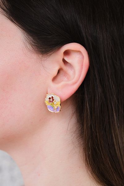 AURRARİ Viola Gold Purple Yellow White Pearlescent Pearl Drop Earrings