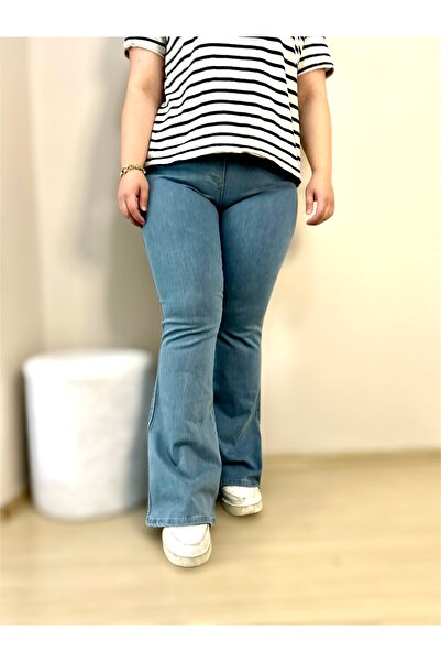 SEKBAN Büyük Beden Kot Ispanyol Pantalon