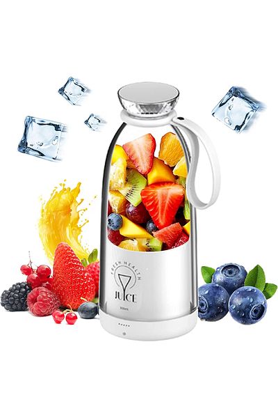 Smart Vibe Mini Blender Electric MixUP™ PRO 500ml, 6 Lame 3D, 2400mAh, Portabil, Auto-Curatare, White