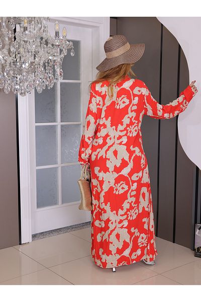 MISS MERCAN Buttoned Patterned Layered Cotton Viscose Dress Summer Hijab Dress (Wide Fit)