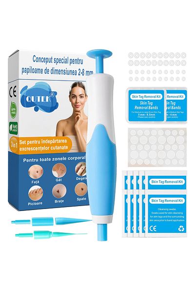 QuTek Kit Indepartare Papiloame QuTek- Dispozitiv Ligaturare 2-8mm, 40 Benzi Cauciuc, 36 plasturi