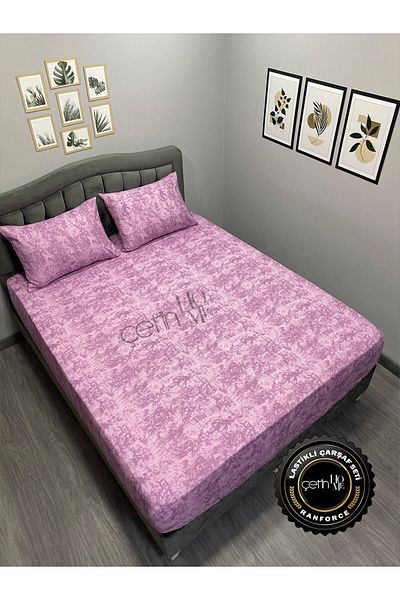 Çetinhome Fabric Elastic Sheet Set Double and King Size Shadow Lilac