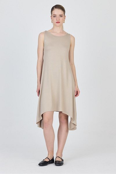 Rays Rochie bej fără mâneci cu croiala asimetrică 4034