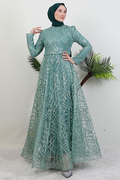 GİYZAMİLA Βραδινό φόρεμα Cansu Glitter Mint