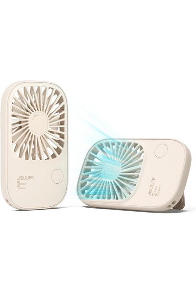 JISULIFE Handheld Fan Mini, Small Portable with Bracket, USB Rechargeable Lash Fan with 3 Speeds, fo
