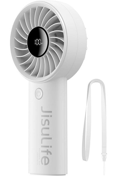 JISULIFE Handheld Mini Fan, 5000mAh Upgraded Portable Fan with Powerful Wind, USB Rechargeable Mini