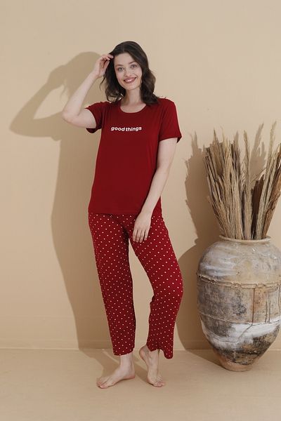 Lukitus Milan Fabric Short Sleeve Women's Pajamas Set