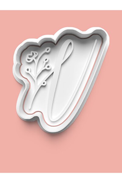 AKTASTORE قالب كوكيز على شكل حرف V منقوش بالزهور وقالب عجينة السكر