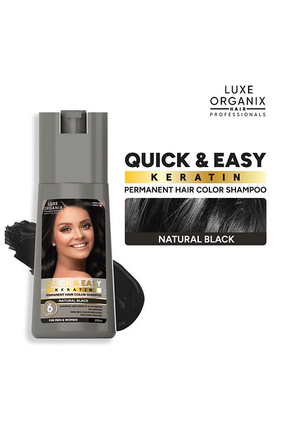 LUXE ORGANIX Quick & Easy Keratin Permanent Hair Color Shampoo 200ml