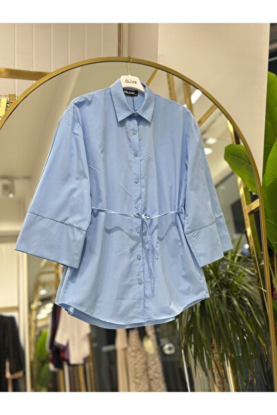 She Olive Τονίκ με κουμπιά στο μπροστινό μέρος και λεπτομέρεια με κορδόνια