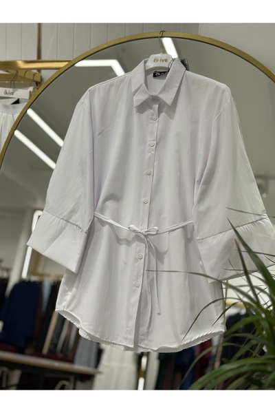 She Olive Tunic with Button Front and Lace Detail