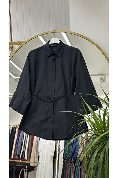 She Olive Τονίκ με κουμπιά στο μπροστινό μέρος και λεπτομέρεια με κορδόνια