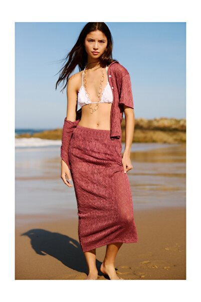 Pull & Bear Ajurlu örgü midi etek