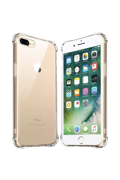 SKYDDAR INNOVATION Carcasă pentru iPhone 8 Plus / 7 Plus, rezistentă la șocuri, transparentă, subțire, din silicon, transparentă, set de autocolante