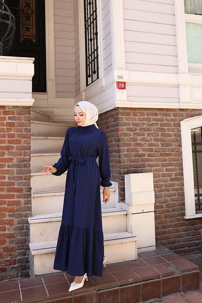Nevayla Moda Φόρεμα Lara Fabric Tie - Navy Blue / E0124