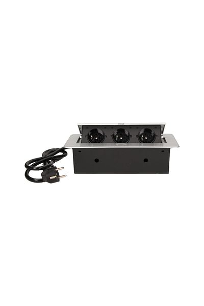 Orno Schuko socket ORNO OR-AE-1337/G(GS), recessed, 230V, 2500W, cable 1.5 m, silver