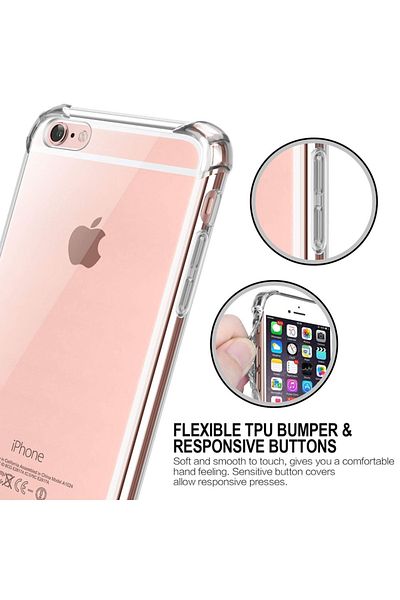 SKYDDAR INNOVATION Carcasă pentru iPhone 6 Plus/6s Plus, rezistentă la șocuri, transparentă, subțire, din silicon, set autocolante