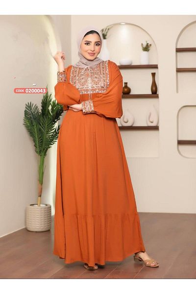 Generies Embroidered linen jalabiya with an elegant and modern design, sizes from 55 to 110 kg