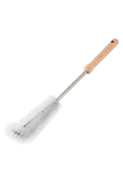 PUFO perie de spălat și curățat sticle, cu mâner lung din lemn, reutilizabilă, 38 cm