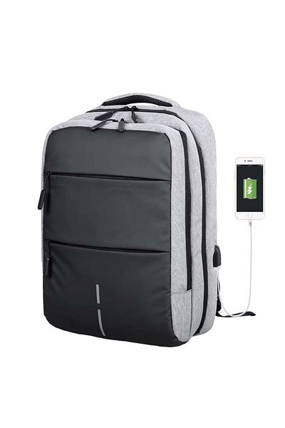 PUFO Rucsac premium pentru laptop cu compartimente, 45 x 32 cm, gri deschis