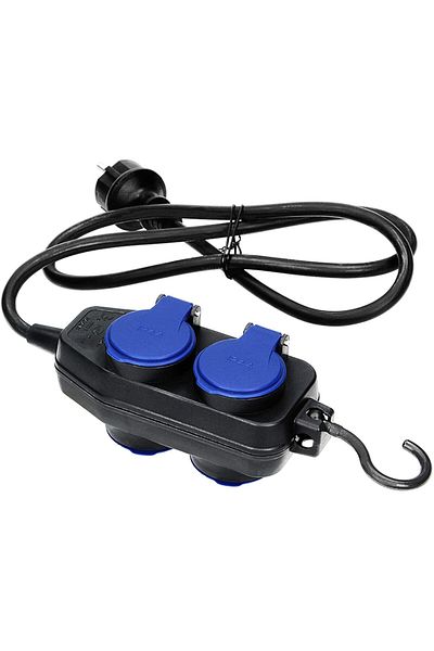 Orno Prelungitor OR-AE-13160(GS)/10M, 10 m, 4 x 2P + Z, IP44, capac ermetic, cârlig, negru/albastru