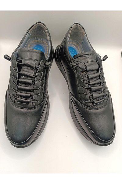Bukond Genuine Leather Heel Gel Elastic Laced Men's Comfortable Daily Light Shoes